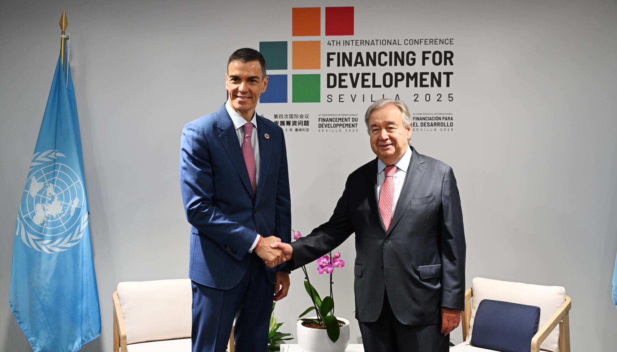 Pedro Sánchez y António Guterres ONU